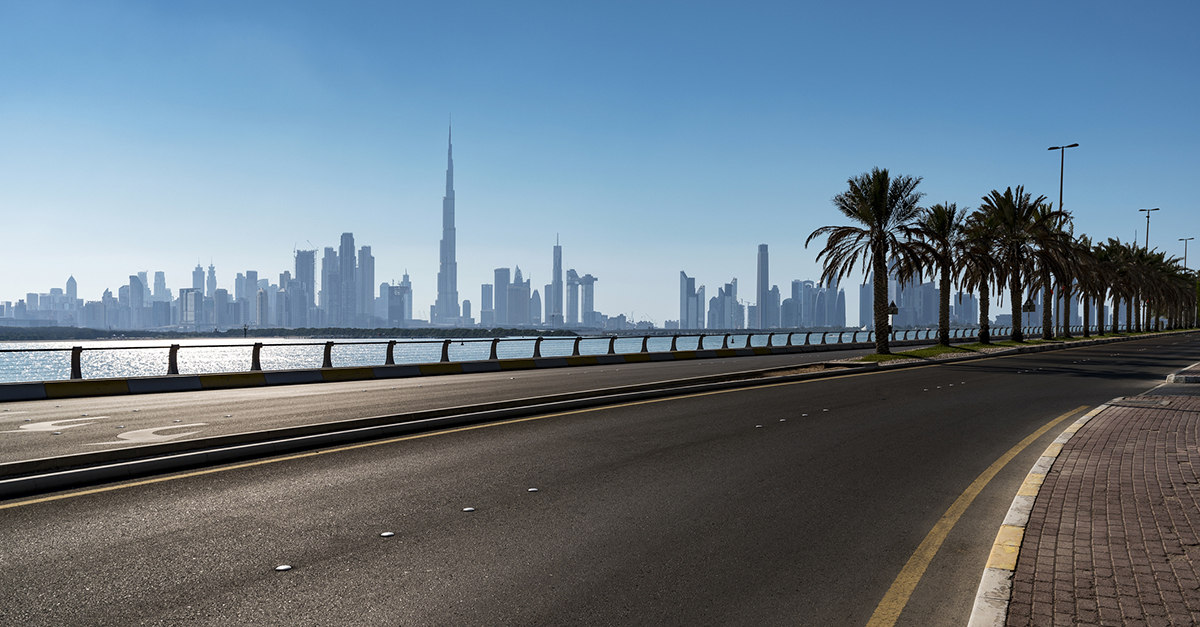 Highway traffic in Dubai, United Arab Emirates